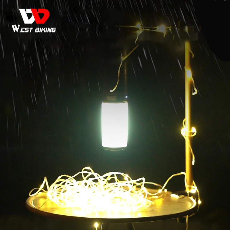 WEST BIKING Portable Camping Light Type-C Rechargeable Camping Lantern Outdoor Led Flashlight Tent Camp Supplies Home