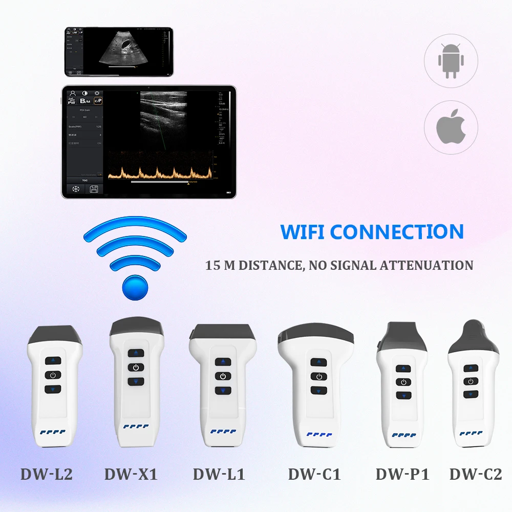 Support Android ISO Color Doppler Linear Convex Dual Probe 2 In 1 Pocket Wireless Handheld Ultrasound Scanner for ABD GYN OB....
