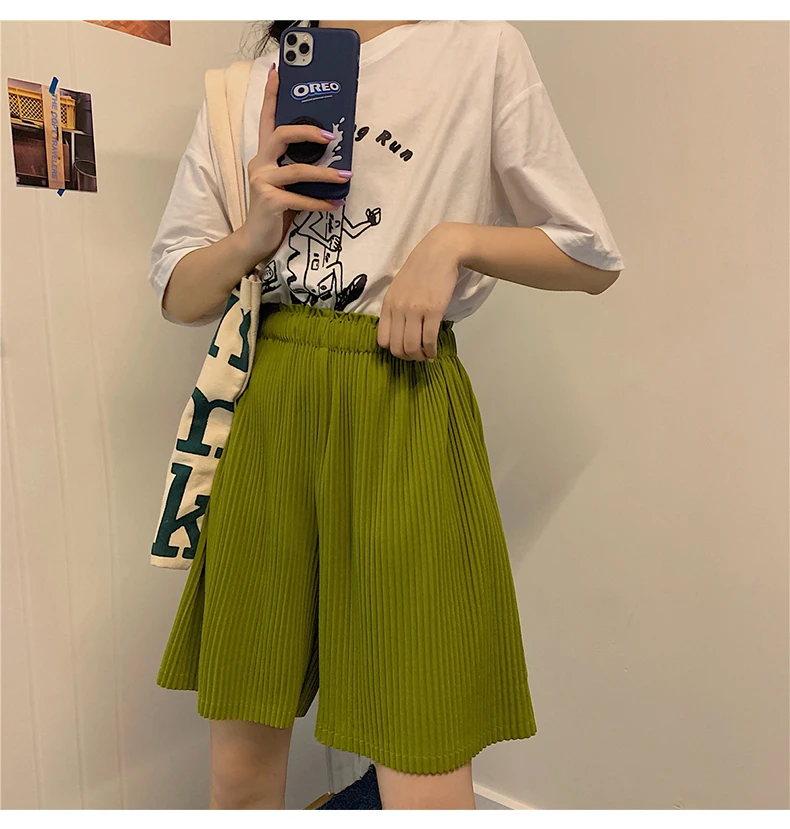 Description Picture 5 of itemShorts Women Green Baggy Minimalist Big Size 2XL Womens Summer Short Casual Trouser Daily Fashion Newest Harajuku Elastic Waist