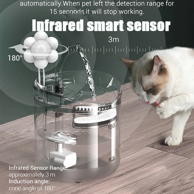Description Picture 4 of itemAutomatic Induction Cat Water Fountain Filter Sensor Drinker For Cats Feeder Pet Water Dispenser Auto Drinking Fountain For Cats