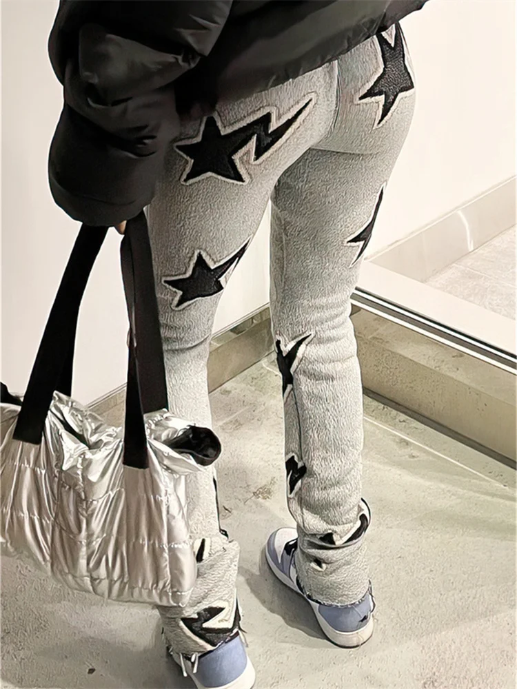 Description Picture 4 of itemWeird Puss Pentagram Print Women Pants Elastic High Waist Causal Autumn Trend Basic Bottoms Autumn WildY2K Streetwear Trousers