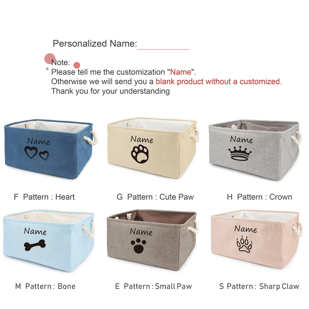 Description Picture 2 of itemBasket Toys Dog Paw Personalized Pet Toy Storage Box For Clothes Custom Cat Product With Name Dog