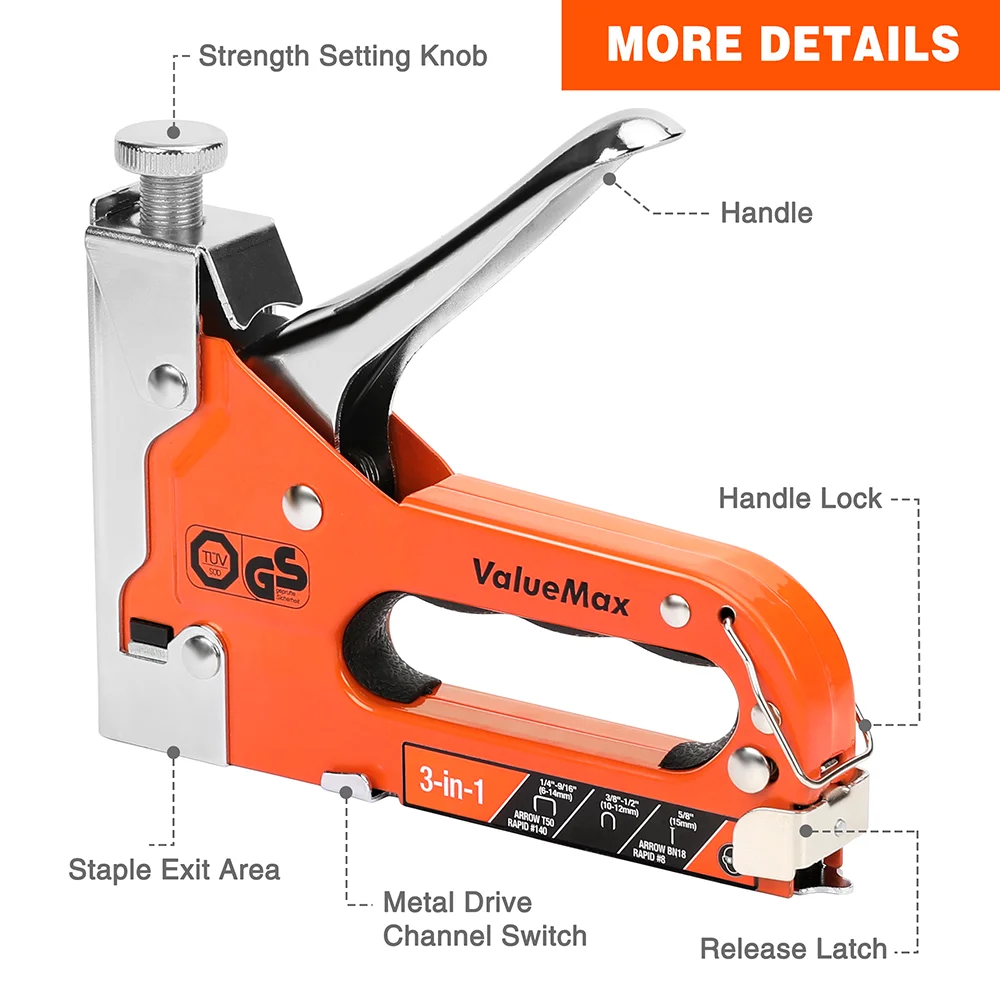 Description Picture 4 of item3 in 1 Manual Nail Gun Stapler with 3000 Nails Home Heavy Duty Staple Gun for Wood Furniture Carpentry DIY Type 53 With 1600nail