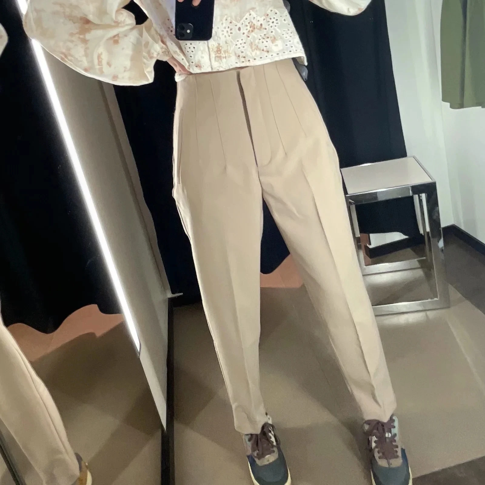 TRAFZA Pencil Pants For Womens 2023 Autumn Fashion Vintage Solid High Waist Zipper Fly Slim Trousers Female Casual Streetwear