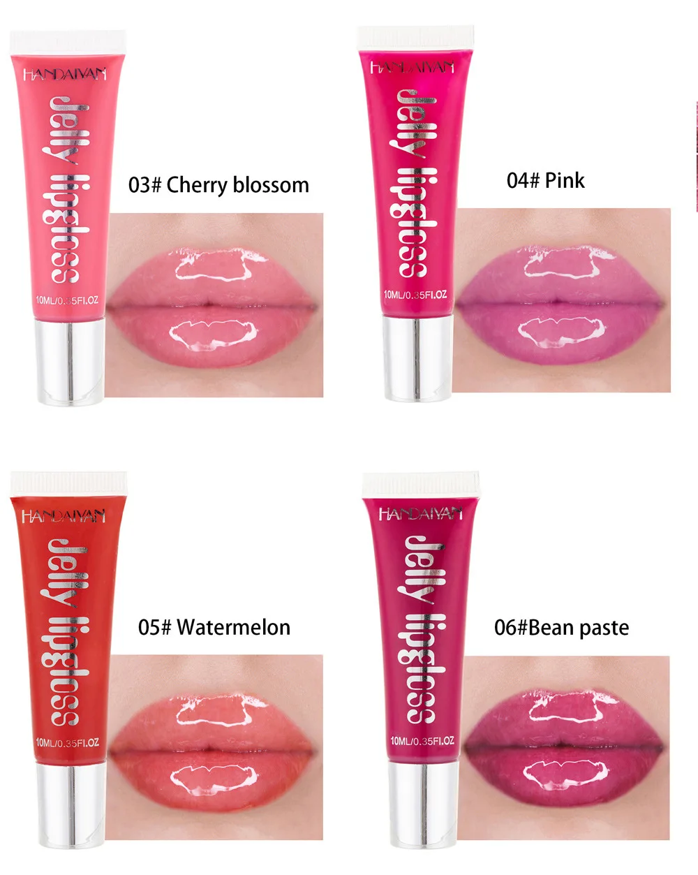 Description Picture 6 of itemHandaiyan Moisturize Jelly Lip Gloss Longlasting Glitter Red Nude Lipstick Liquid Waterproof Lipgloss Makeup