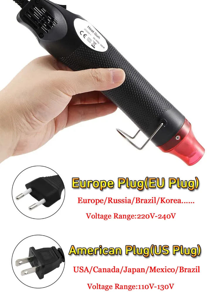 220V Hot Air Gun DIY Tool Heat Electric Power Tool Mini 300W Soldering Temperature Crafts Blower with Supporting Seat Shrink