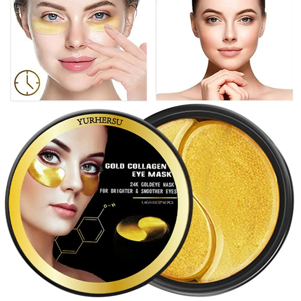 Description Picture 2 of item60pcs Collagen Eye Mask 24K Gold Eye PatchesFor Puffys Eyes Hyaluronic Acid Under Eye Pads For Wrinkles Dark Circle Anti Aging