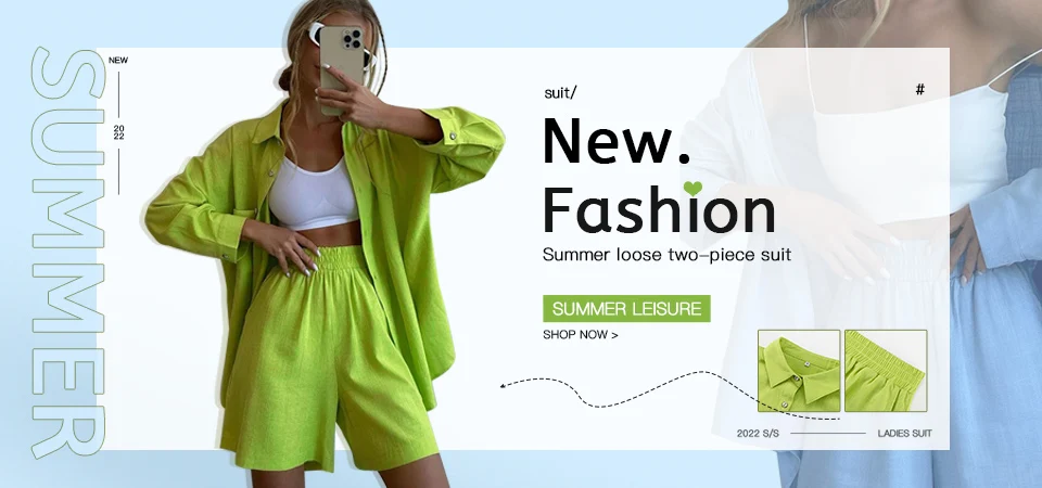 Description Picture 2 of itemSummer Two Piece Set Women Shorts Suit Lapel Long Sleeve Shirts Sets Female Elegant Casual High Waist Pants Lady Outfits 2023