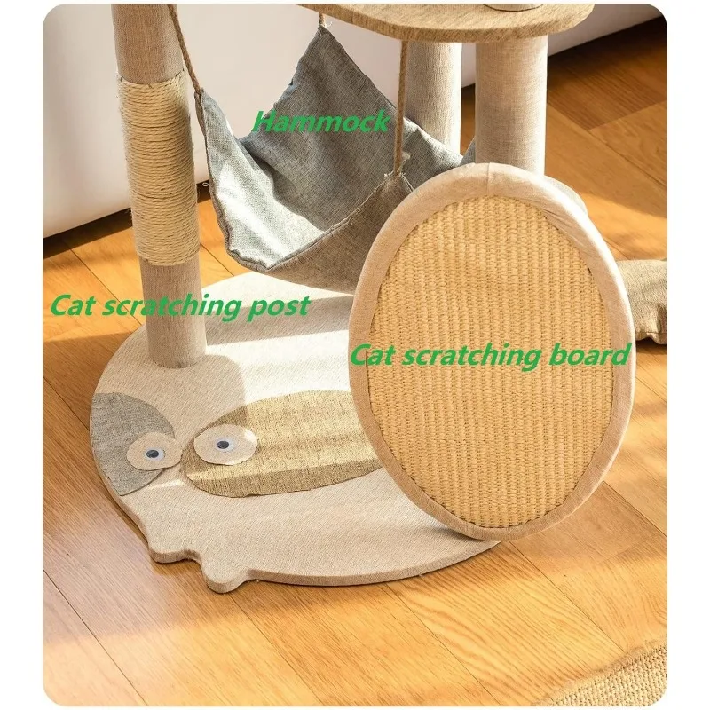 Description Picture 6 of itemMultifunctional Indoor Cat Tree Multi-Level Cute Cat Tower Furniture Apartment with Sisal Scratching Board and Cat Climbing Post