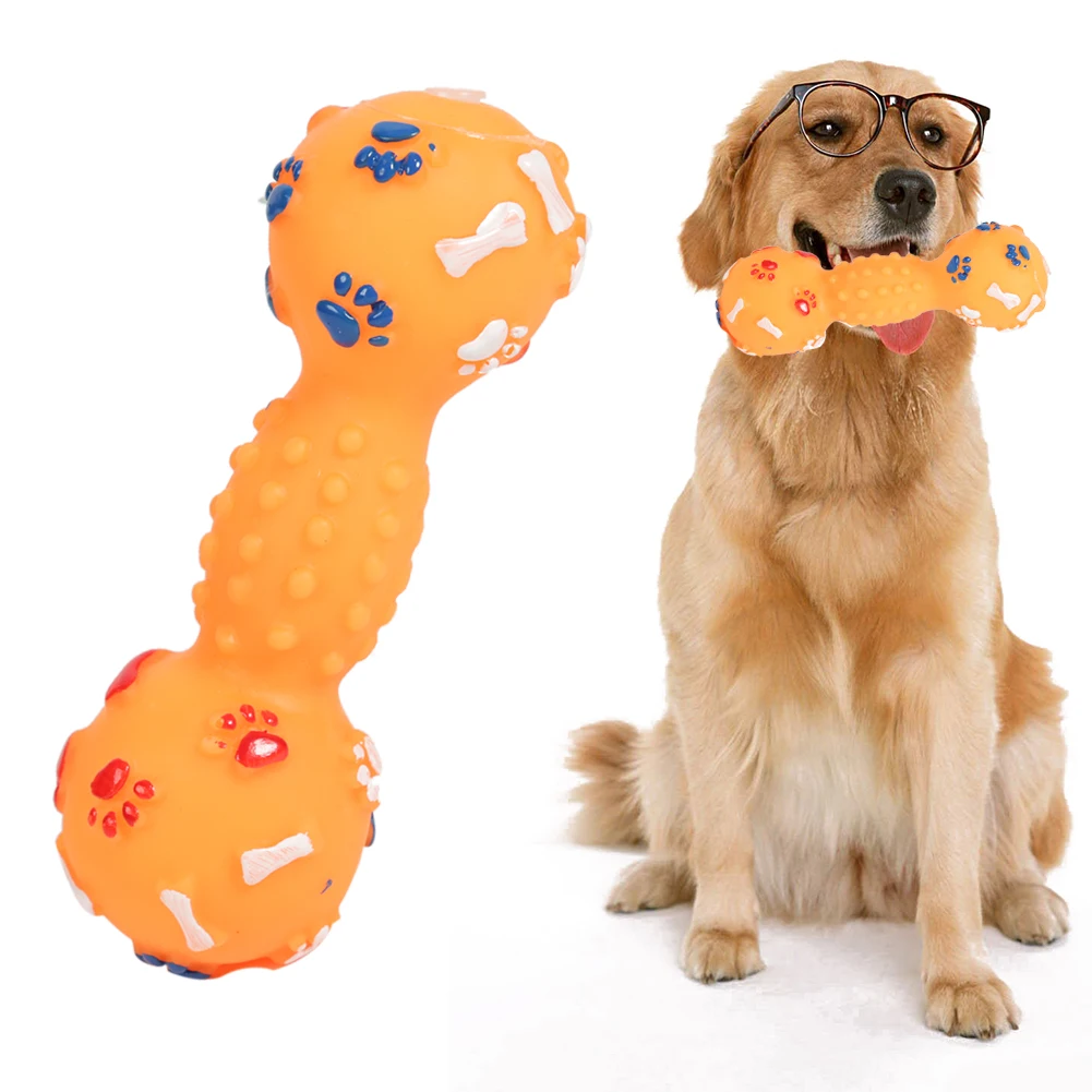 Description Picture 3 of itemFunny Rubber Chewing Bone Colorful Non-toxic Dumbbell Shaped Pet Toys Bite Resistant Natural Material For Pet Dog Cat Or Puppy