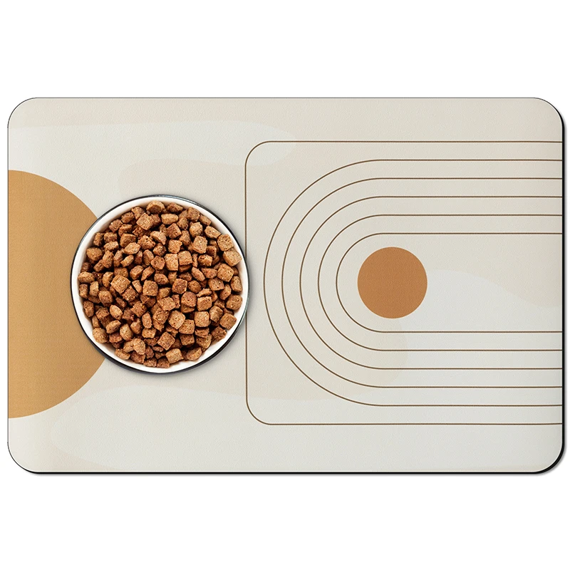 Description Picture 2 of item1Pcs Boho Pet Feeding Mat for Dogs Cats Food and Water Bowl Dispenser Pad 15.7*23.6 Inch Non Slip Absorbent Quick Dry Placemat
