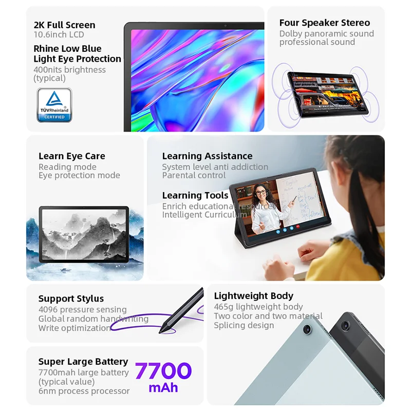 Iconic Brand Xiaoxin Pad 2022 Tablet Wifi Global Rom Tablets 10.6'' LCD 6GB+128GB LCD 120Hz Display 13MP Camera Andriod Tablet PC