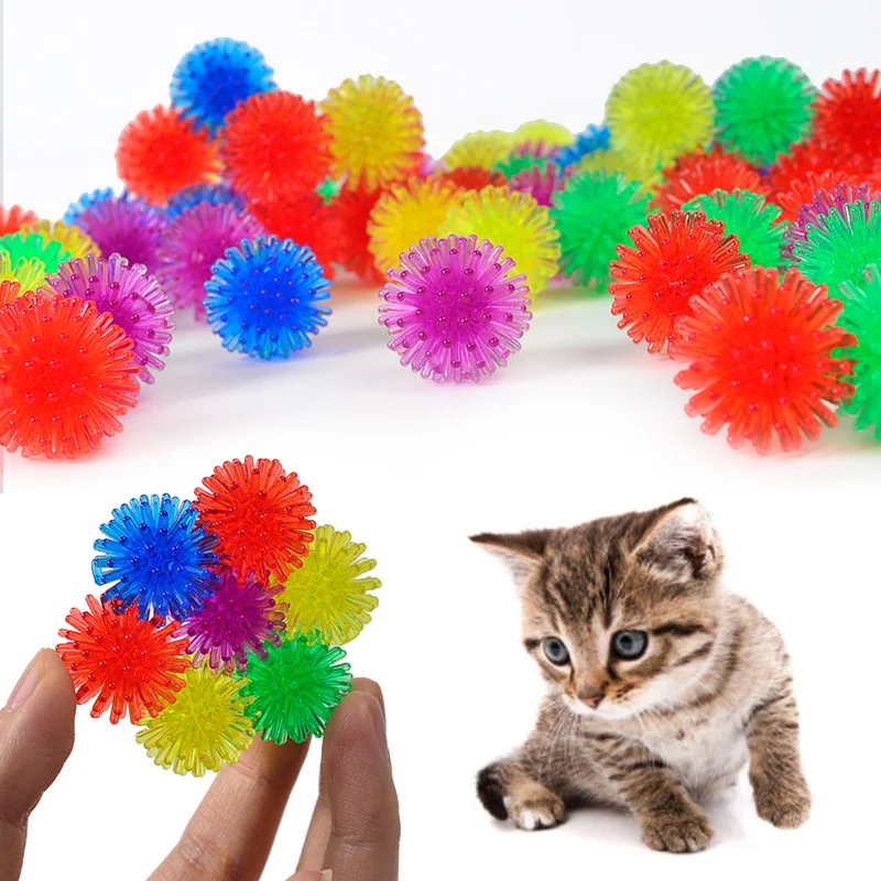 10/20pcs Pet Cat Cute and Funny Cat Toy Bouncy Ball Toy Ball Creative Colorful Interactive Cat Soft Tip Chew Toy Cat Accessories