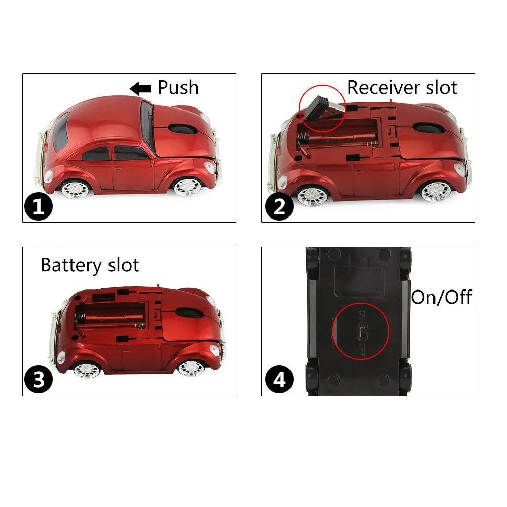 Description Picture 4 of itemCar Shaped Mouse USB Optical Wireless Mouse 1600DPI Mini 3D Computer Gaming Mice For PC Laptop Tablet Notebook Gift