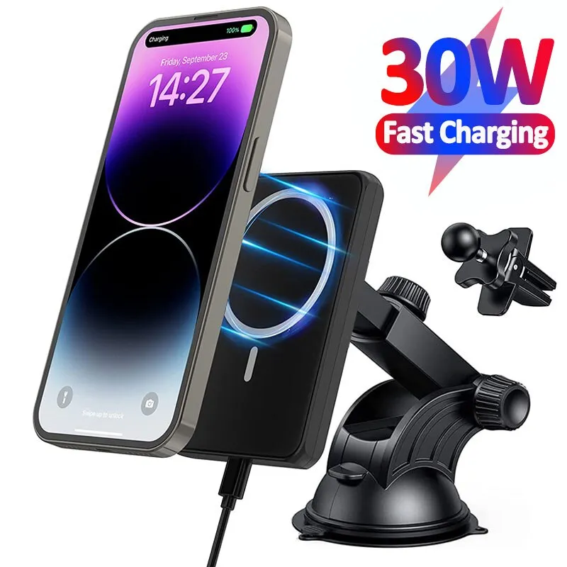 30W Magnetic Car Wireless Charger Air Vent Phone Holder Stand for iPhone 14 13 12 Pro Max Macsafe Chargers Fast Charging Station