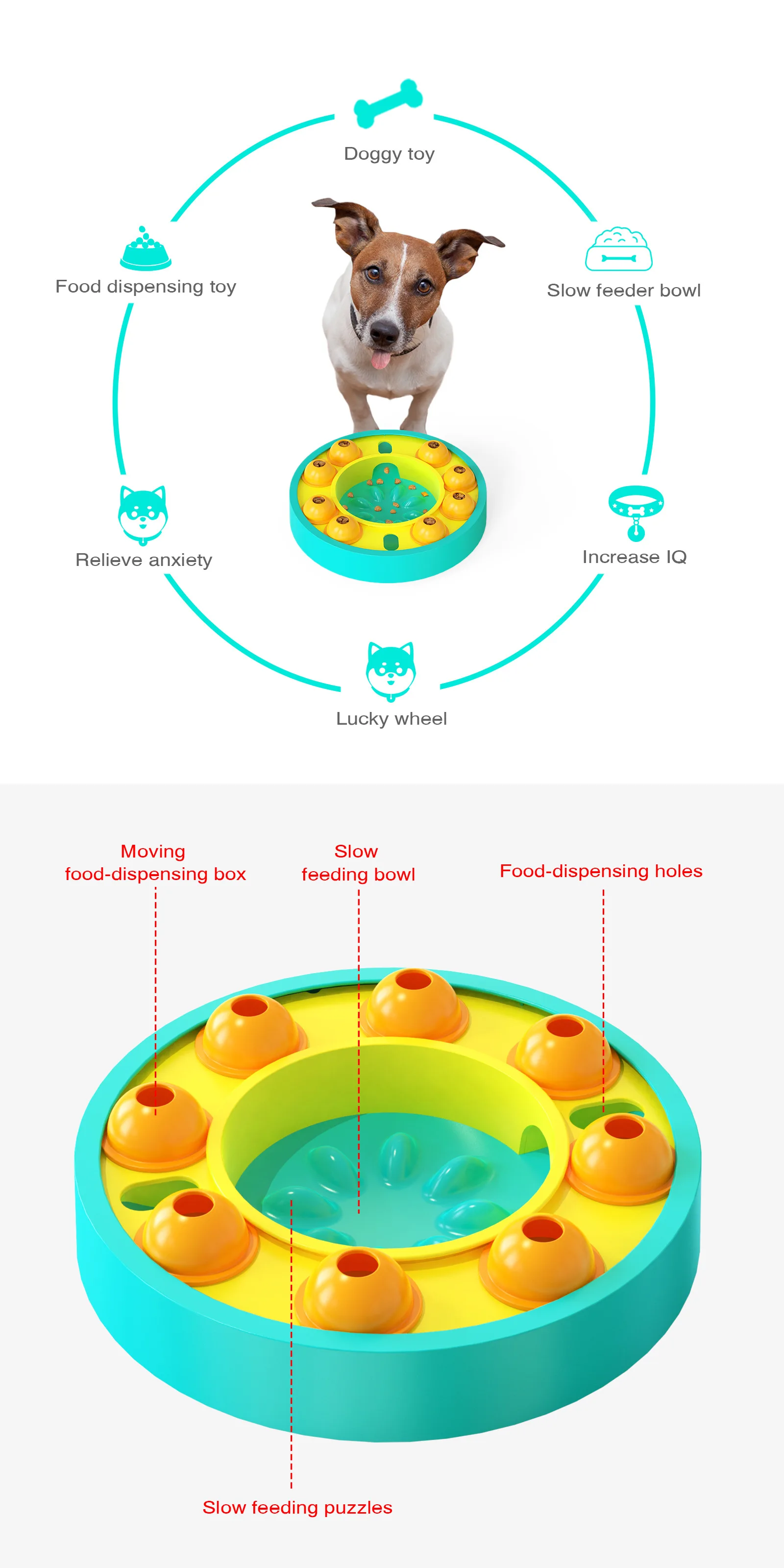 Description Picture 3 of itemInteractive Dog Toys for Small Medium Large Dogs Funny Puzzle Toys Slow Feeder Food Dispenser Slowly Eating Puppy Accessories