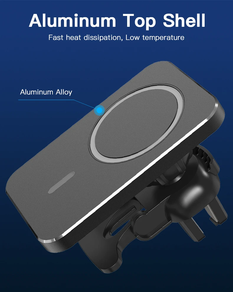 Description Picture 4 of item15W Fast Charging Magnetic Wireless Car Charger Mount For Magsafing For Iconic Brand iPhone 13 Pro Max 12 Mini Aluminium Phone Holder