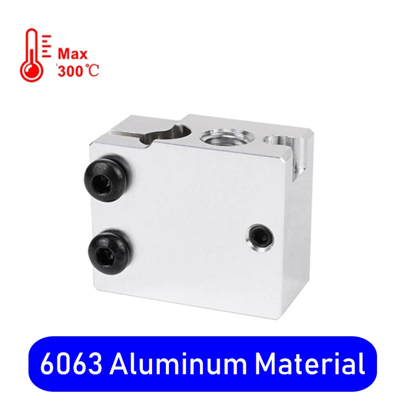 Description Picture 4 of itemHigh Quality V6 Volcano Aluminum or Plated Copper Brass Heat Block for PT100 HT-100K Hotend 3D Printer Extruder Heated Block
