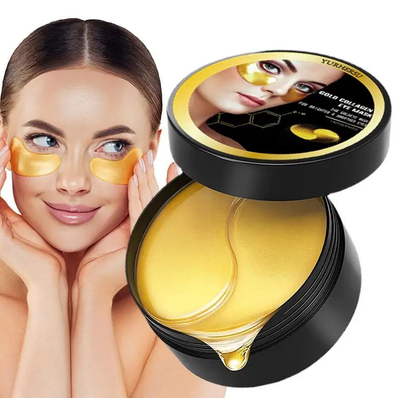 60pcs Collagen Eye Mask 24K Gold Eye PatchesFor Puffys Eyes Hyaluronic Acid Under Eye Pads For Wrinkles Dark Circle Anti Aging