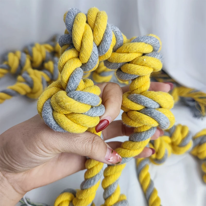 Description Picture 5 of item1 Interactive Training Products Pet Dog Toothbrush Bite Resistant Cotton Ball Stick Knot Rope Puppy Chew Teeth Clean Toy For Dog