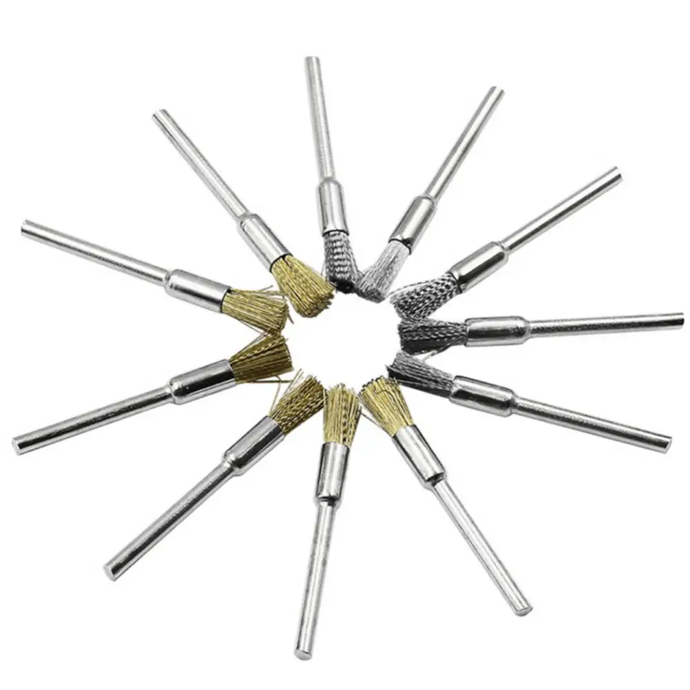 Brass Brush Steel Wire Wheels Brushes Drill Rotary Tools Polishing For Drill Grinding Rotary Tools Metal Rust Removal Brush Set
