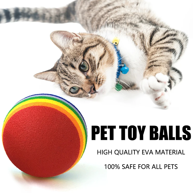 Description Picture 6 of item42mm Rainbow Pet Ball Pet Toy Baby Dog Cat Toys Colorful Play Balls For Pets Kitten Puppy Toys Funny EVA Balls Pets Products