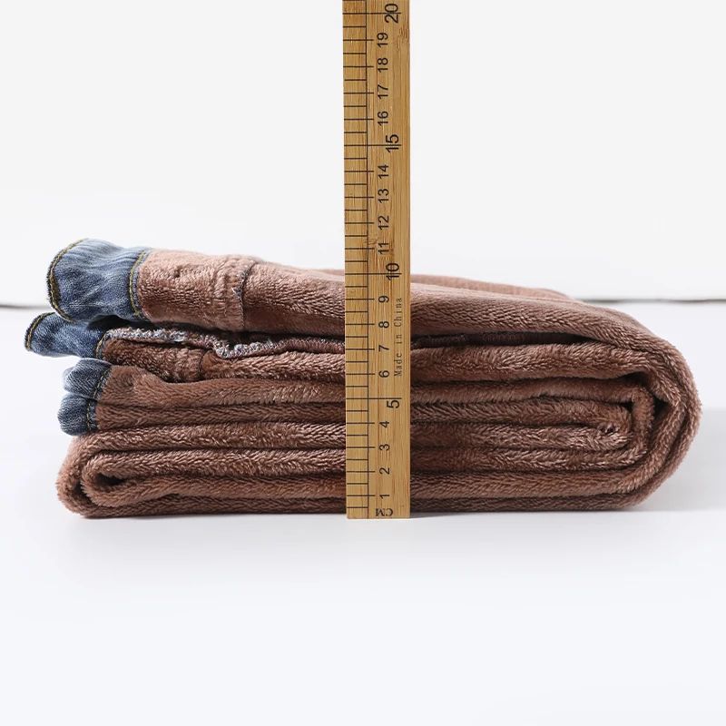 Description Picture 5 of itemWinter Female Thick Plus Velvet Fleece Warm Women Baggy Flared Jeans Trousers High Waist Stretch Denim Pencil Pants Oversize