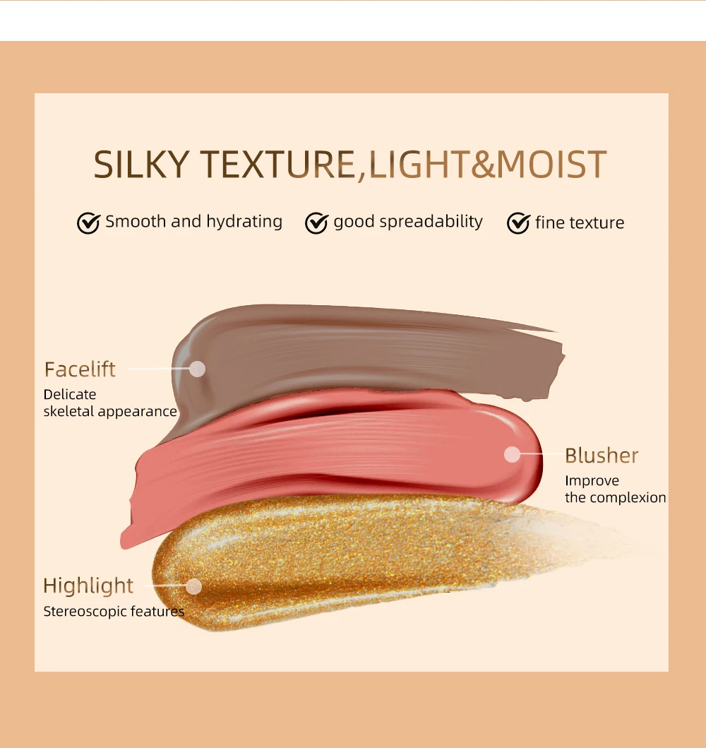 Description Picture 4 of item1PCS Liquid Blush Velvet Matte Blusher Face Pigment Lasting Beauty Natural Cream Cheek Tint Orange Peach Blush Makeup Maquiagem