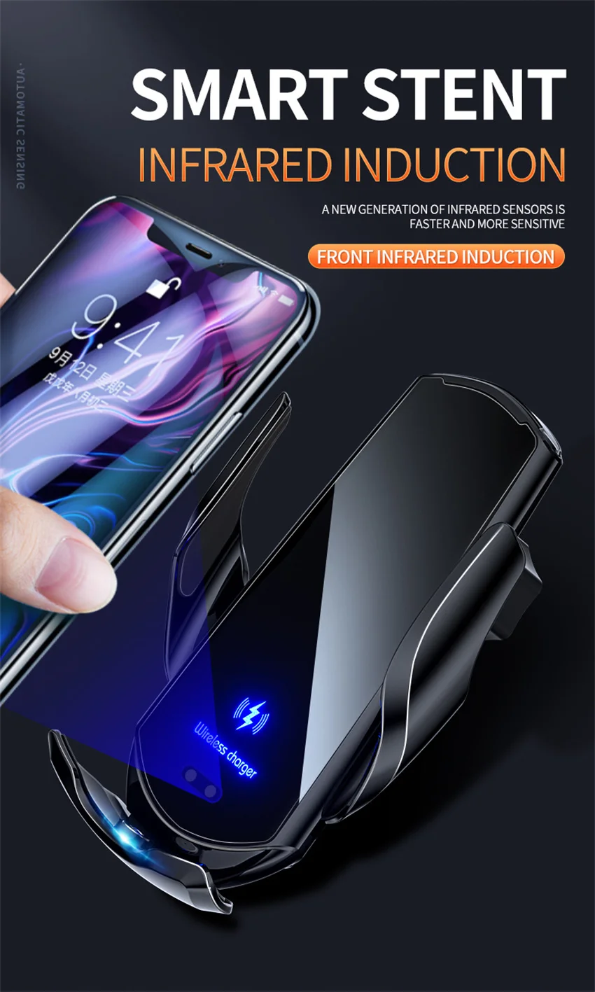 Description Picture 4 of item30W Car Wireless Charger Magnetic Automatic Car Mount Phone Holder For iPhone Samsung Iconic Brand Infrared Induction Fast Charging