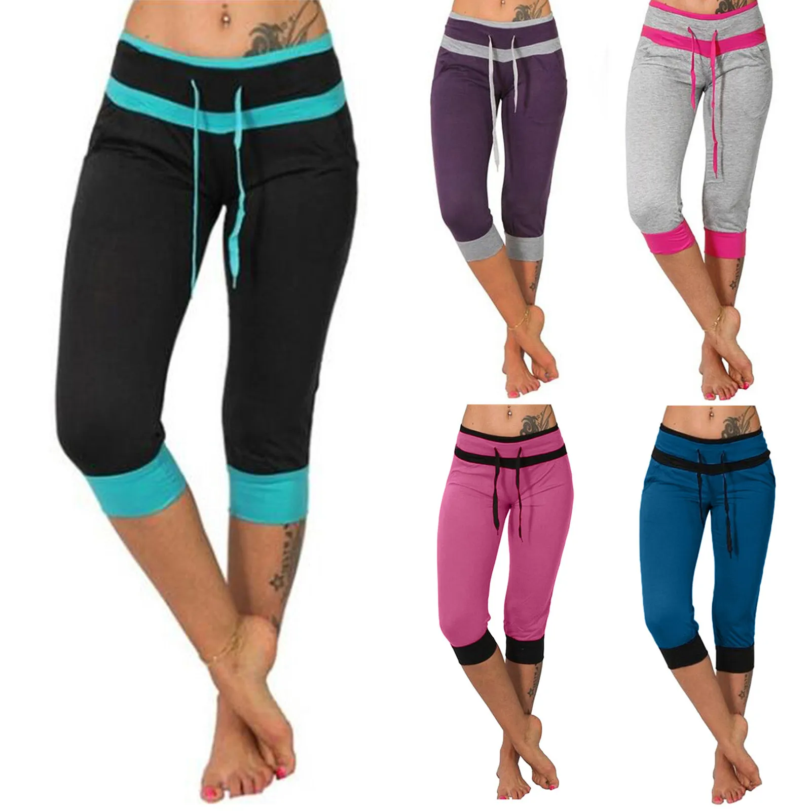 Summer Ladies Sports Shorts Calf-length Pants Capri Pant Women Fitness Yoga Gym High Waist Leggins Sport Leggings Activewear