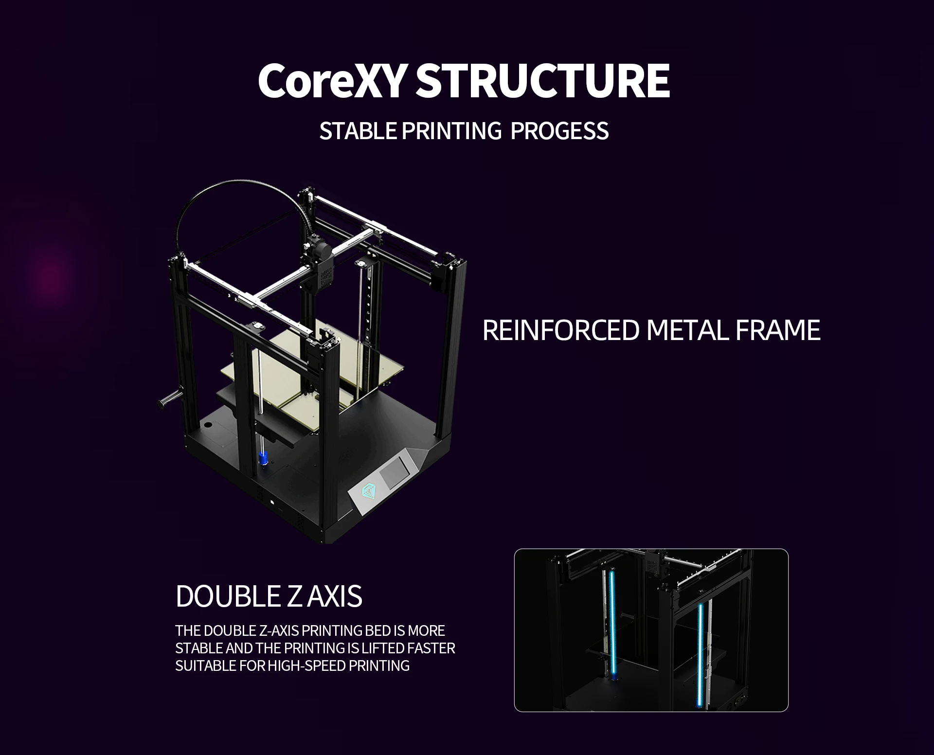 Description Picture 6 of itemTwo trees FDM 3D Printer SP-5 V3 Core XY FDM Hotbed PEI Large High Speed Color Printer 350m/s Dual Z Axis Print PA/PC/PLA
