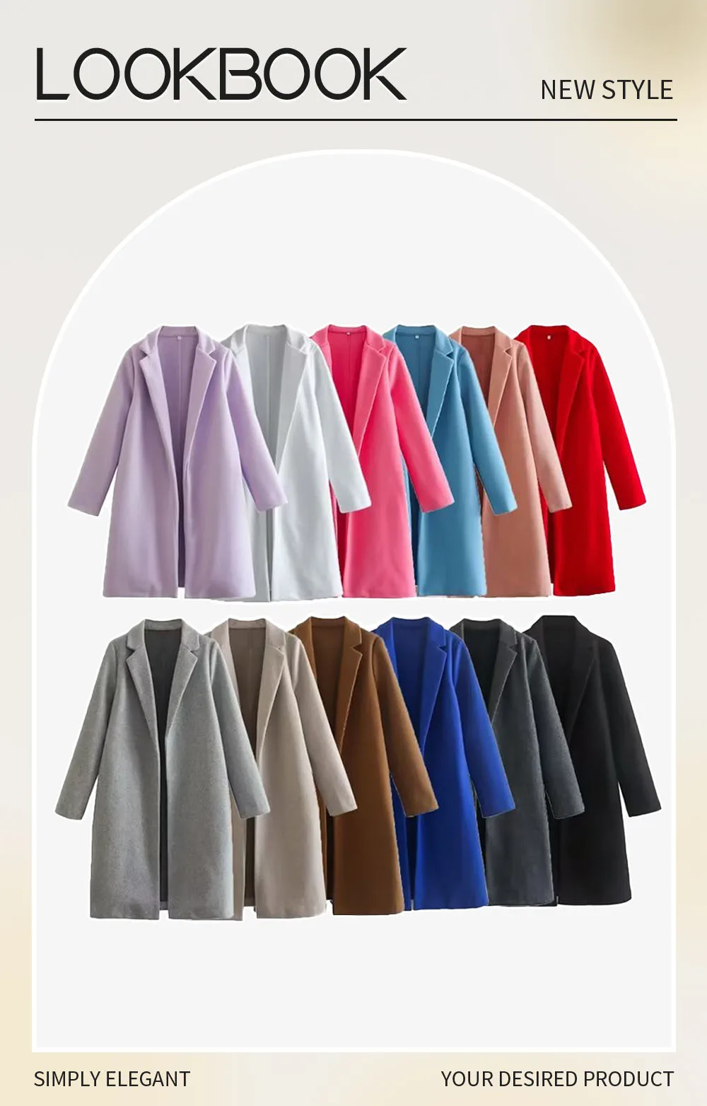 Description Picture 4 of itemUNIZERA 2023 Autumn/Winter New Women's Wear New Fashionable Style Mid length Polo Collar Long Sleeve Open Front Coat Coat
