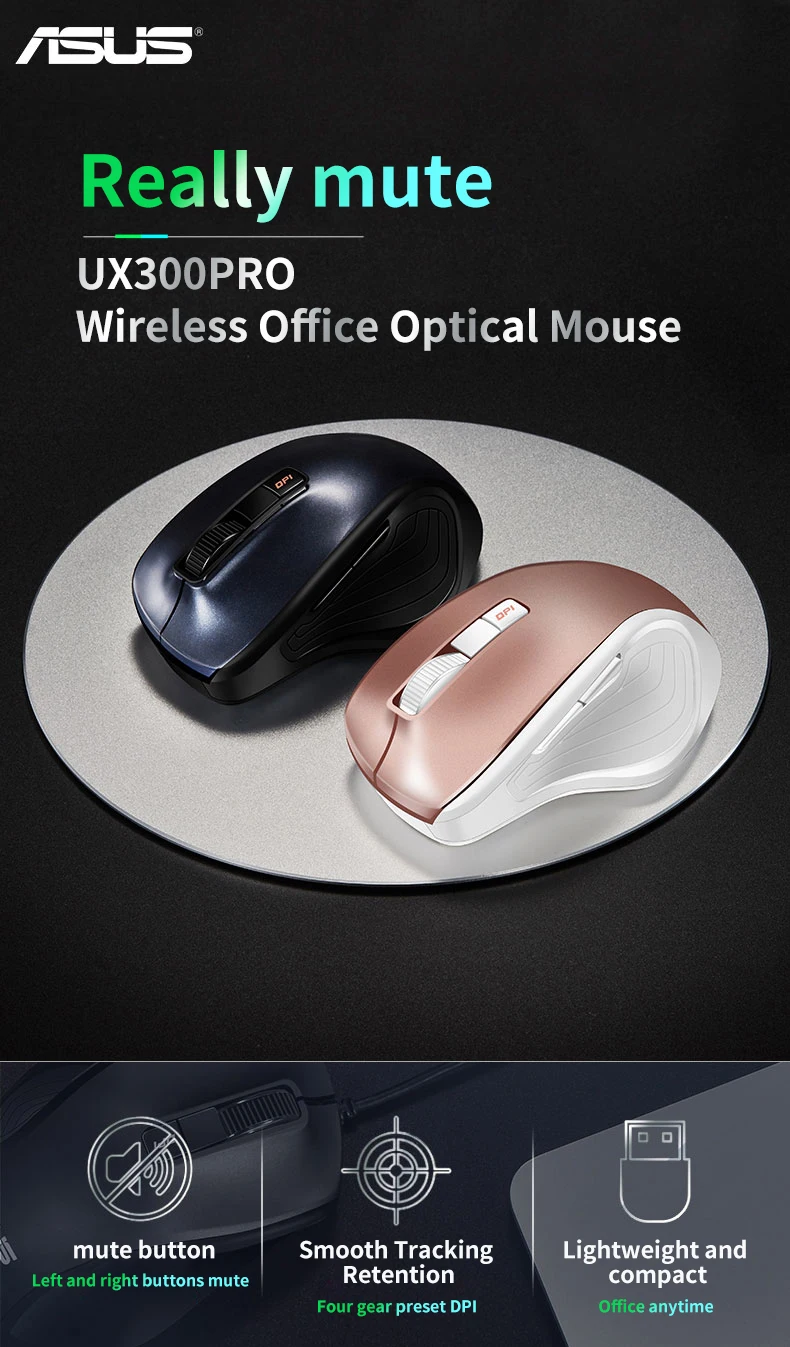 Description Picture 5 of itemASUS UX300PRO Wired Mouse 3200 DPI Silent Ergonomic Optical Mouse Suitable Laptop Office Accessories Plug and Play Free Shipping
