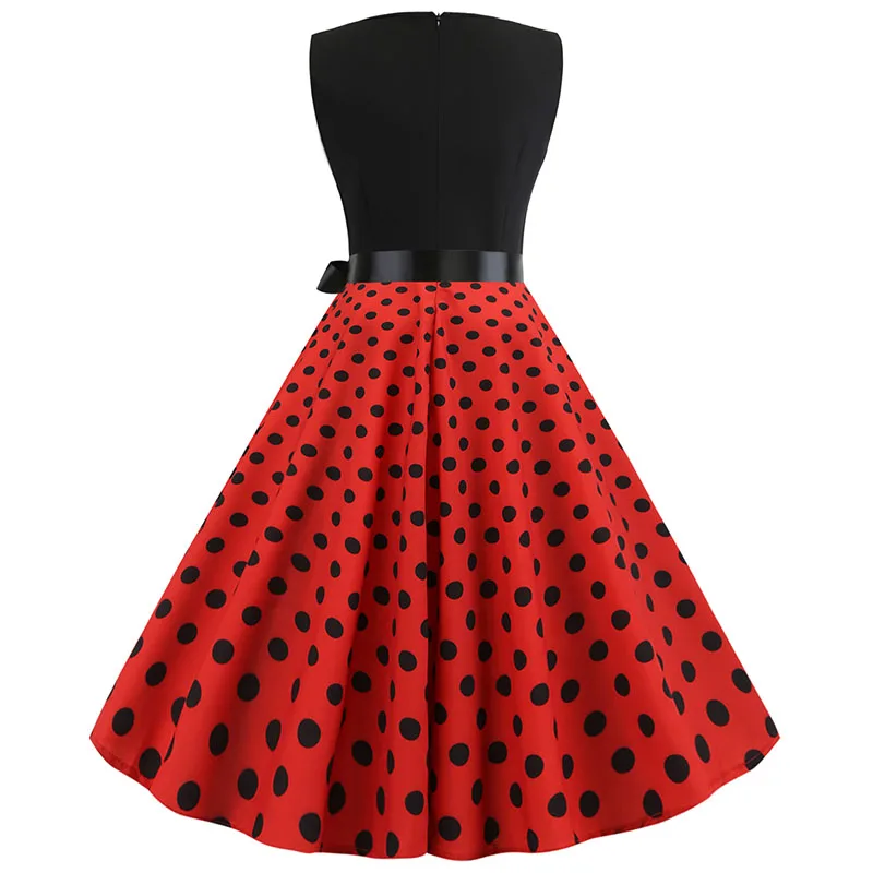 Description Picture 4 of itemBlack Polka Dot Party Women 2022 Summer Red Pin Up Rockabilly Robe Femme 50s 60s Elegant Vintage Dress