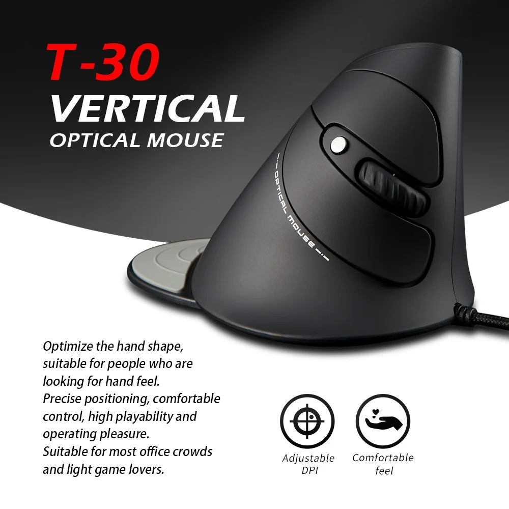 Description Picture 2 of itemZELOTES T-30 Mouse Wired Optical Mouse Vertical Mouse USB Wired Gaming Mouse 6 Keys Ergonomic Mice with 3200 DPI for PC Laptop