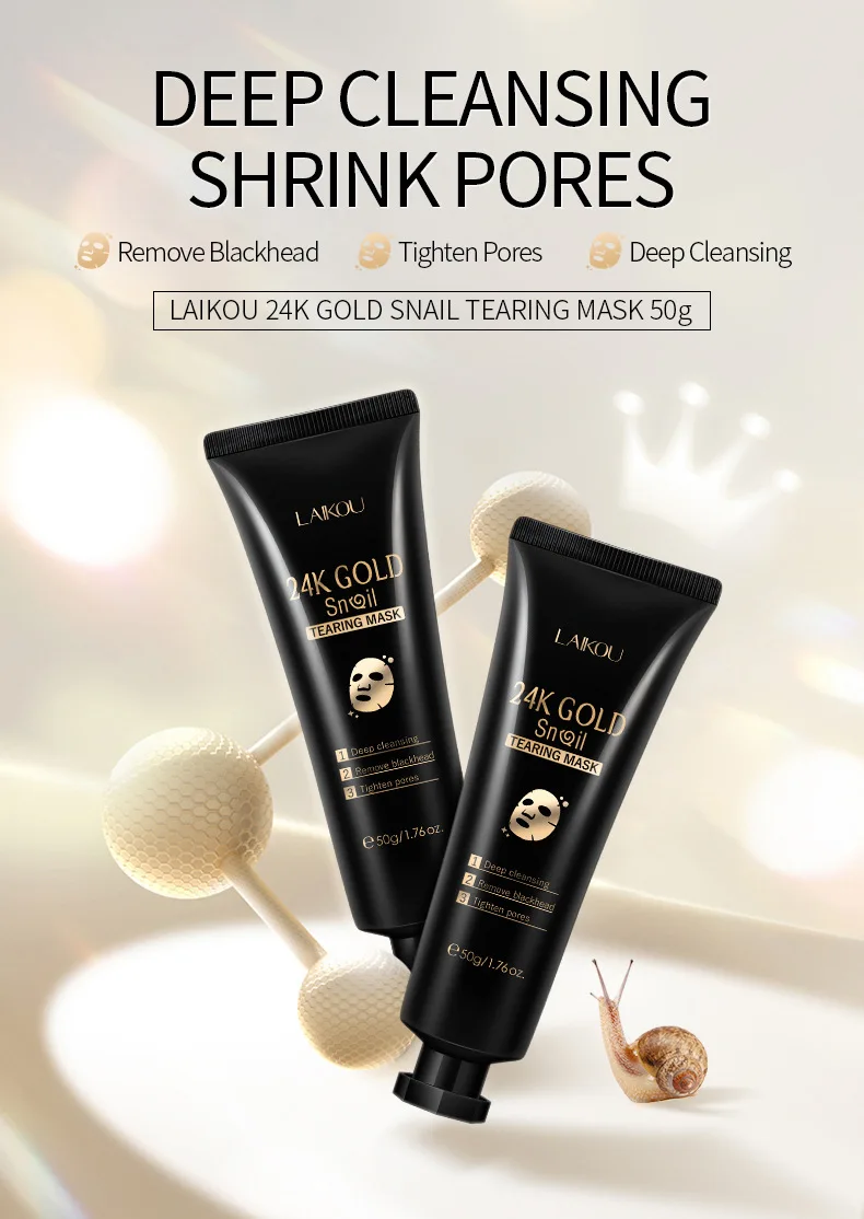 Description Picture 2 of item24K Gold Snail Collagen Peel Off Mask Remove Blackheads Acne Anti-Wrinkle Lifting Firming Oil-Control Shrink Pores Face Skin Car