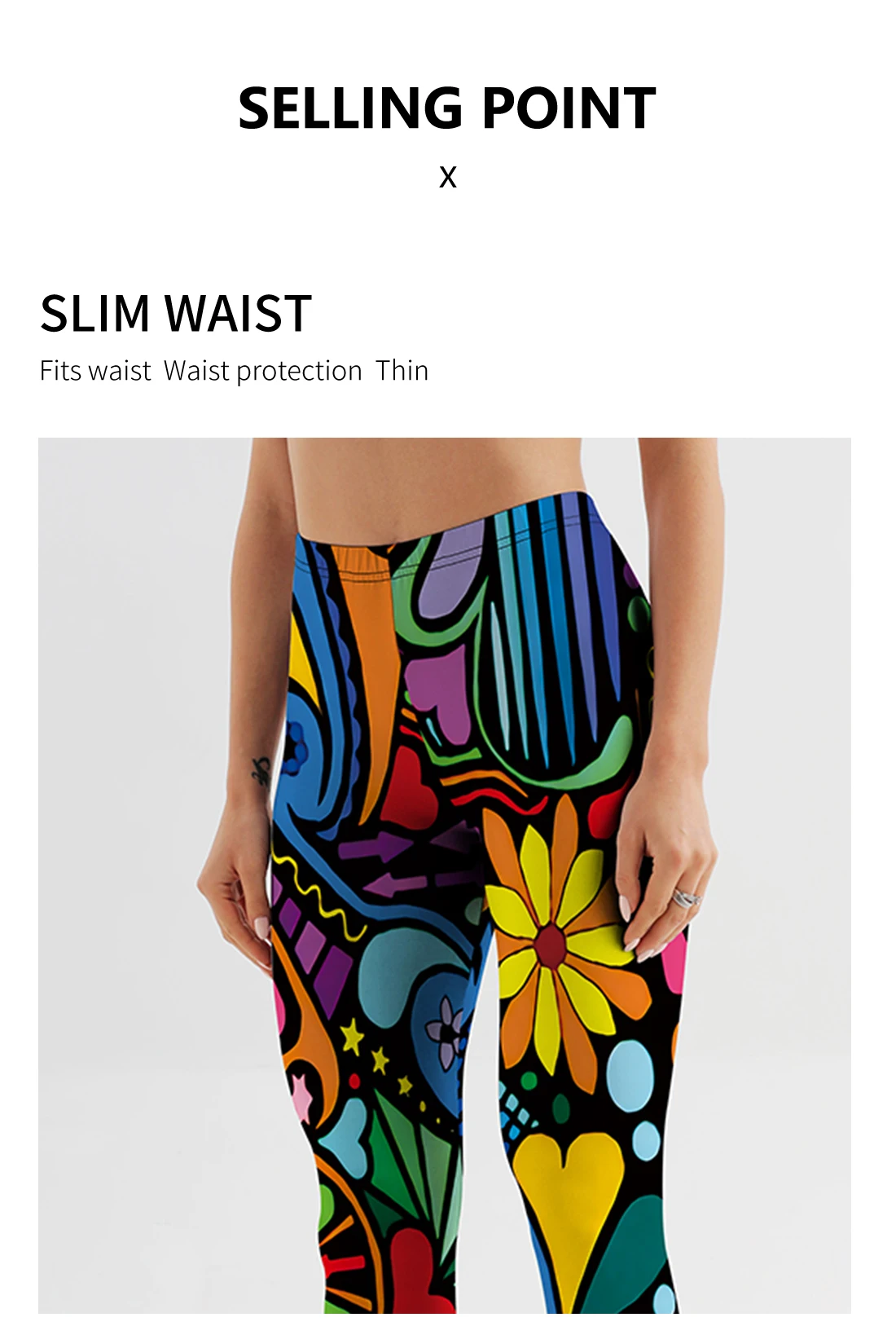 Description Picture 4 of itemFemale Fashion Style Autumn Push Up Skinny Pattern Digital Printing Leggings Outdoor Sportswear Fitness Elastic