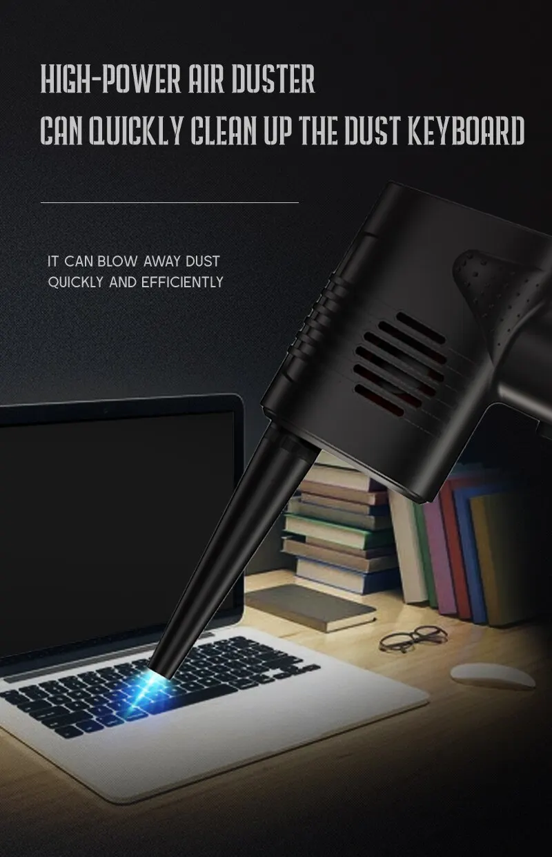 Description Picture 3 of item2 In 1 Keyboard Cleaner Mini Duster Computer Cleaning Handheld Car Vacuum Cleaner Dual Purpose Portable Cleaning Compression Gun