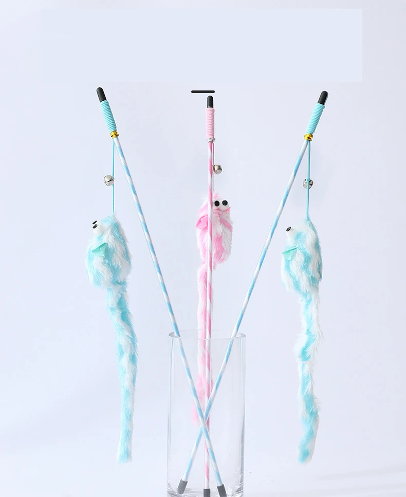 Description Picture 2 of itemCat Toys Funny Cat Stick Bouncy Rod Bell Bait Cat Toy Plush Longtail Mouse Stripe Funny Cat Stick Pet Supplies Cat Accessories