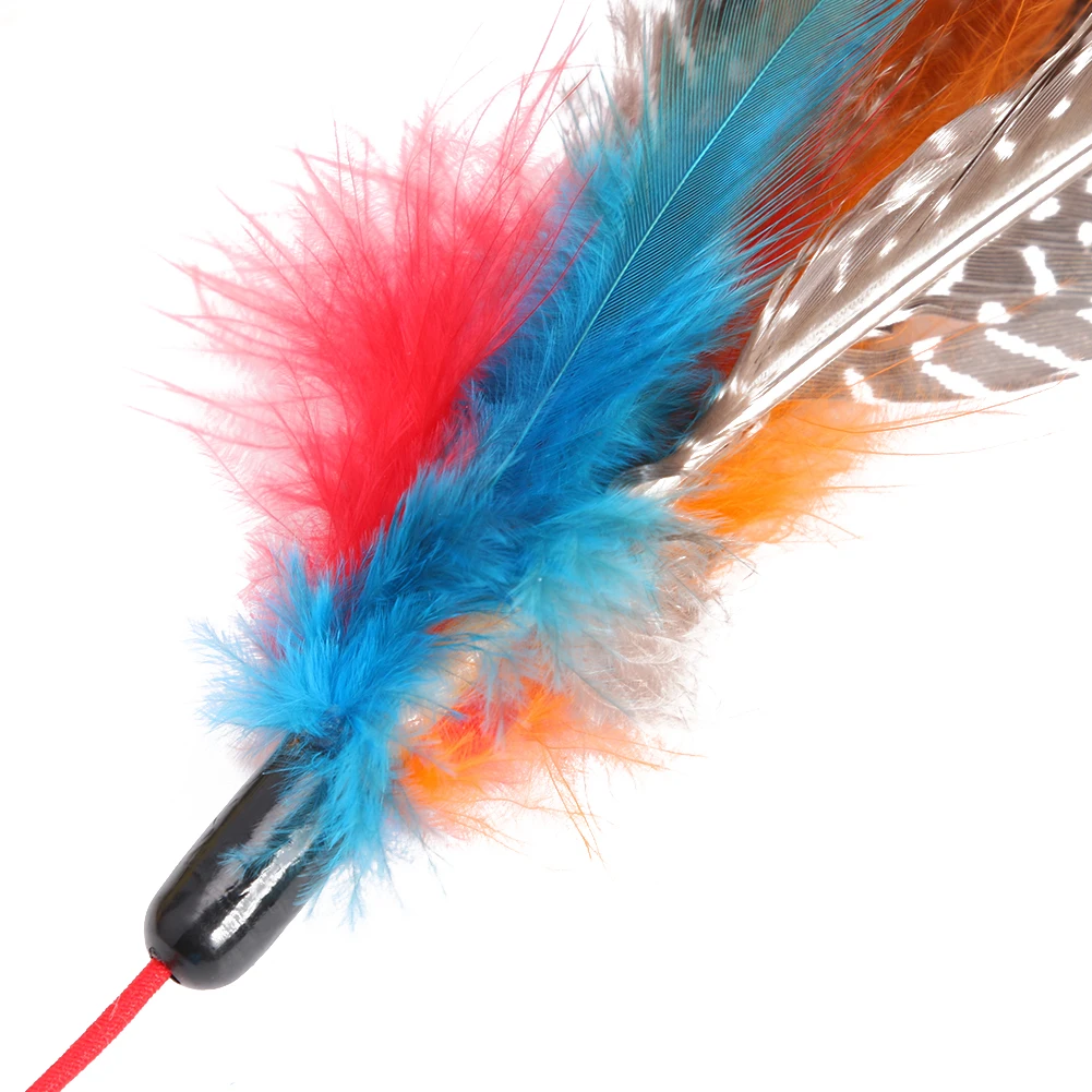 Handheld Kitten Teaser Lightweight Feather Cat Wand Funny Wands Feather Teaser Odorless for Kitten Pet Cat Scratching