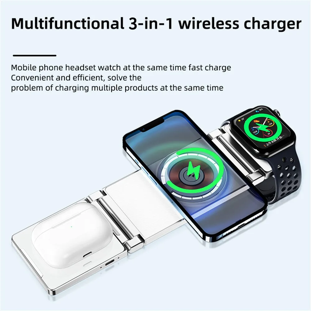 Newest 3 IN 1 Magnetic Wireless Charger Station For iPhone 14 13 12 Pro Max Fast Charging Dock For Airpods Pro Apple Watch 8 7 6