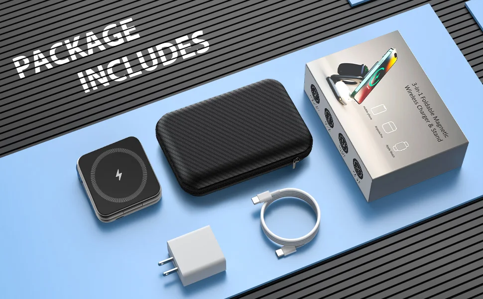 Description Picture 6 of itemKUXIU Magsafe Wireless Charger, 3 in 1 iphone Charger Foldable Holder for iPhone 15 14, 13, 12 Pro/Max/Plus, AirPods 3/2,iWatch