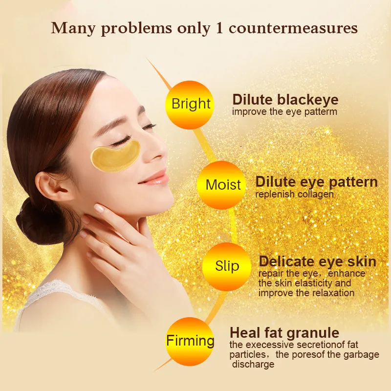 Description Picture 2 of itemBeauty Gold Crystal Collagen Eye Mask Eye Patch For Eyes Mask Acne Korean Collagen Mask Skin Care 100Pcs=50Pairs