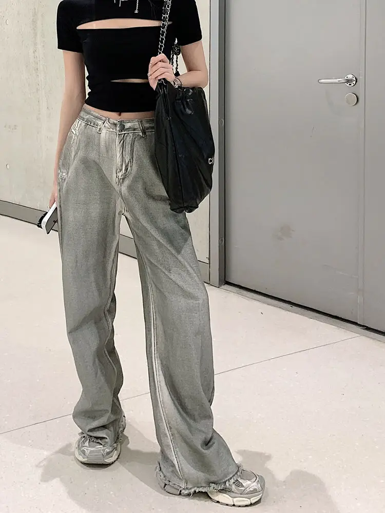 Description Picture 5 of itemHigh Waist Baggy Pants Women 2023 New Fashion Loose Straight Sweeping Floor Jeans Y2k Streetwear Plus Size Wide Leg Trousers