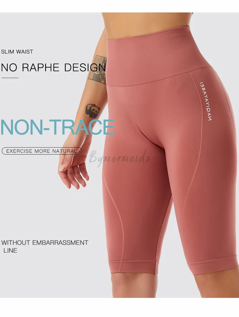 Description Picture 6 of itemBymermaids Fitness Yoga Shorts High Waist Seamless Running Sports Shorts Sexy Peach Butt Push Up Leggings Women's Cycling Shorts