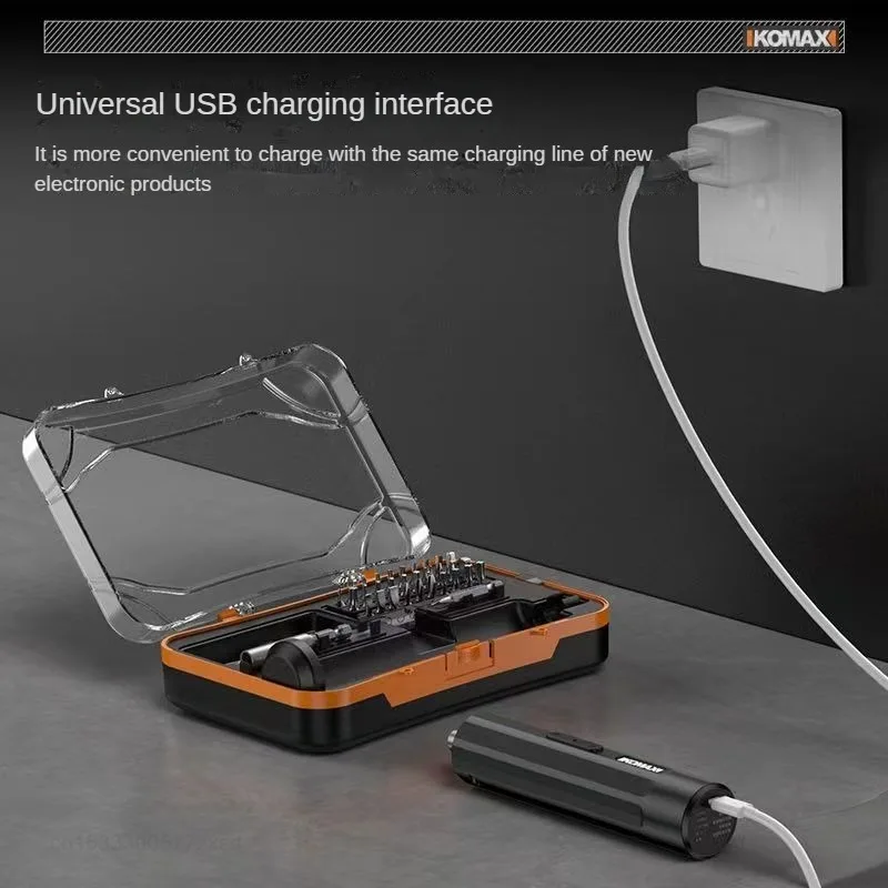 Iconic Brand KOMAX Electrical Screwdriver Set Smart Cordless Electric Screwdrivers USB Rechargeable Handle 30 Bit Sets Tools for Home