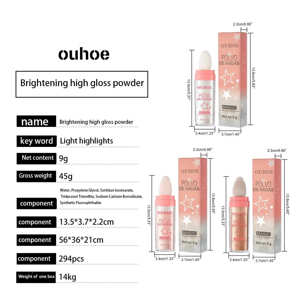 Description Picture 2 of itemHighlighter Powder Fairy Powder 3 Colors Cosmetics Face Makeup Face Body High Light Polvo De Hadas Glitter Powder