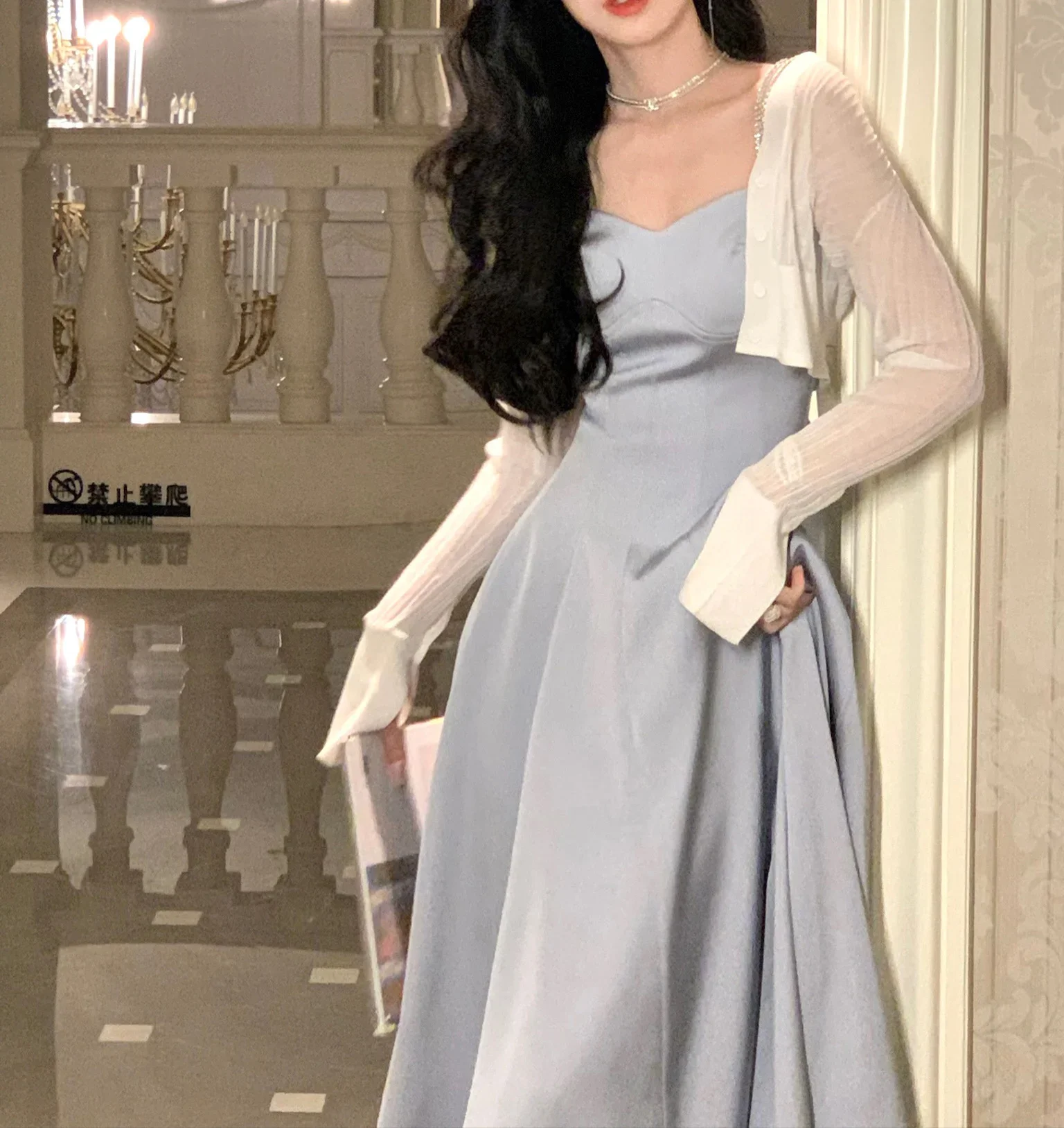 Description Picture 4 of itemNew Vintage Elegant Midi Dress for Women Sleeveless Fashion Solid Satin Spaghetti Strap Party Evening Dress Summer 2023