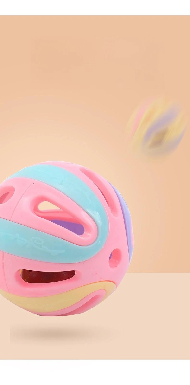 Description Picture 3 of itemCat toy plaid ball with bell Erle bulk pet plastic bell toy