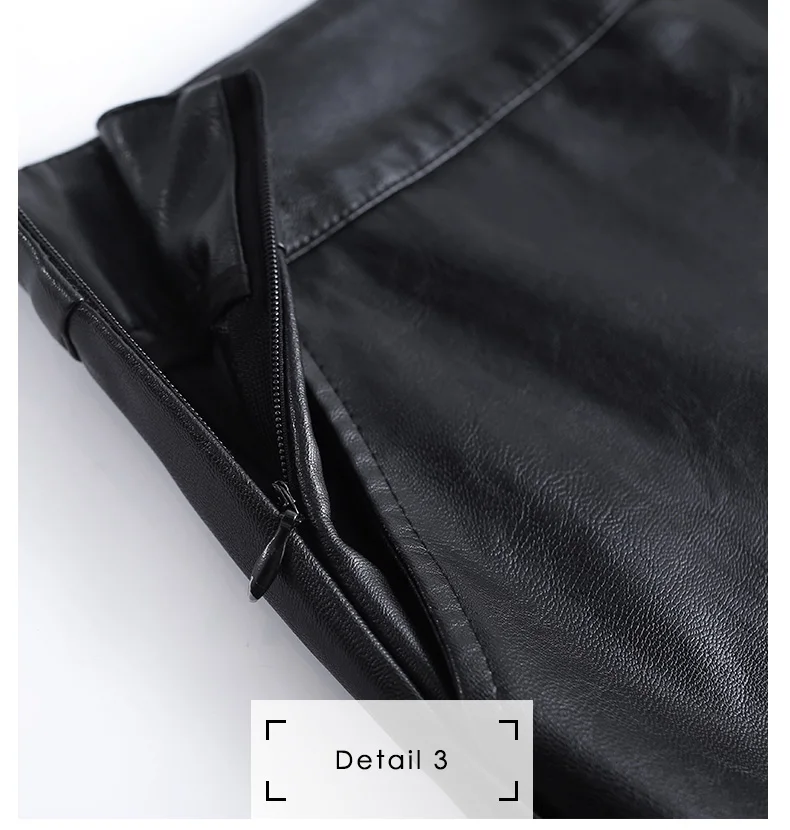 Description Picture 5 of itemHigh Waist Leather Shorts Skirts Fashion Occupation Work Pencil Mini Shorts Skirts S-3XL Size Black Button Shorts Female